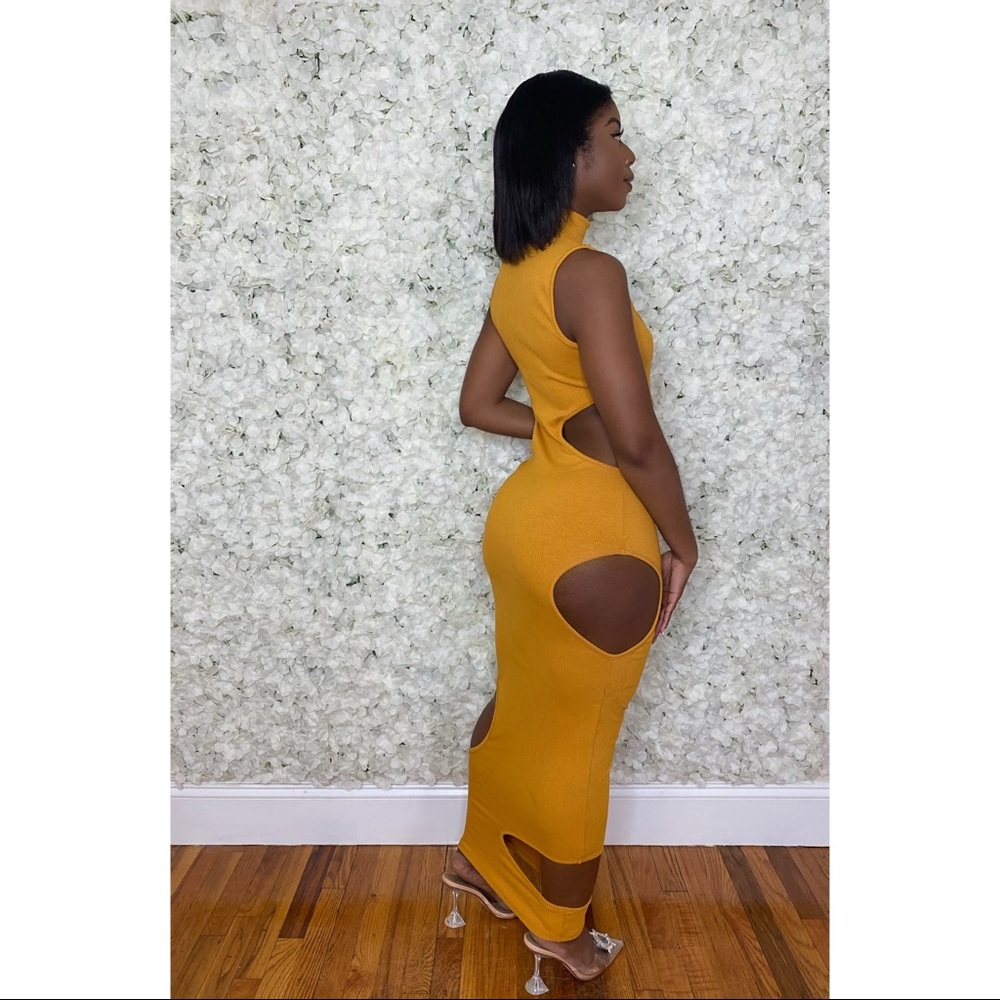 🌹NEW - VINI Dress in Honey Mustard & Red - Picture 4 of 13